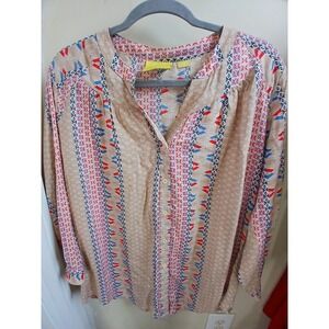 Maeve Anthropologie sunset district Print Button Up Blouse Top Women Large